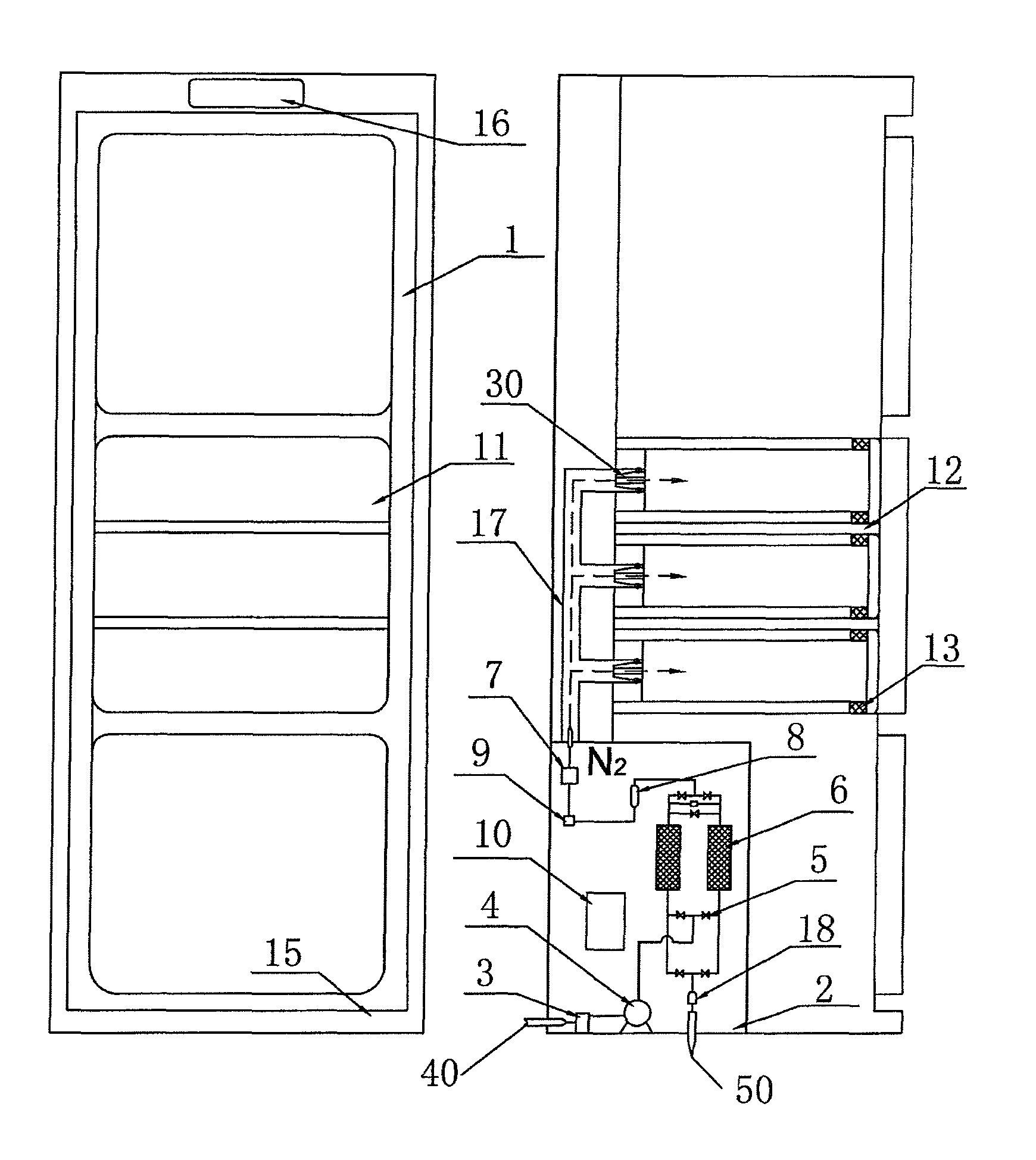 Refrigeration and freezing device with fresh-keeping function by supplying nitrogen