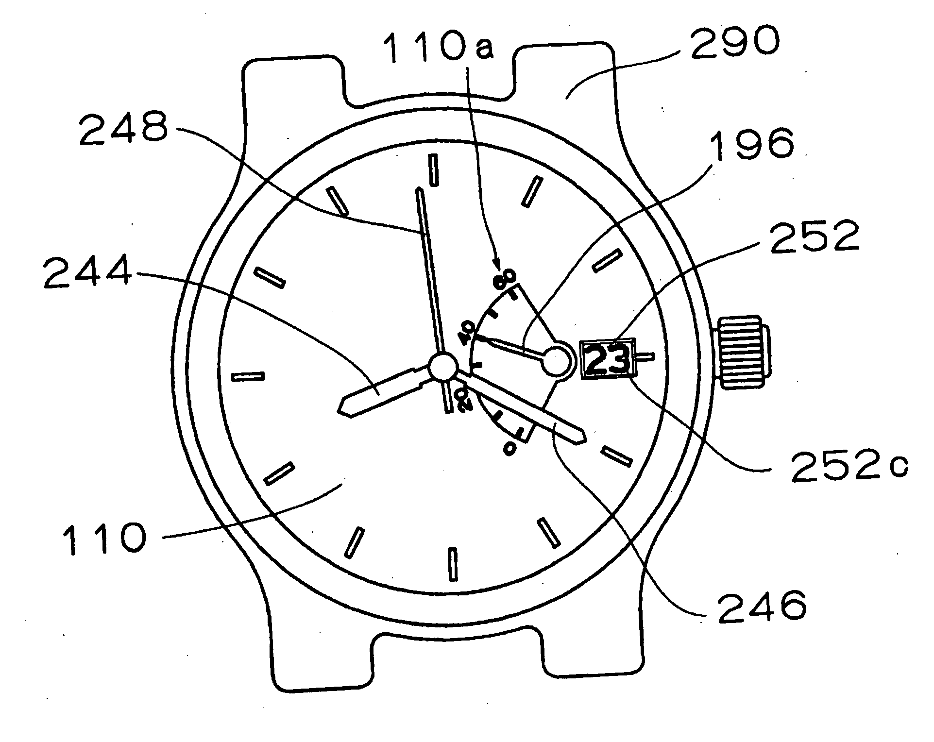 Timepiece having mainspring winding state display apparatus including deformed segment gear