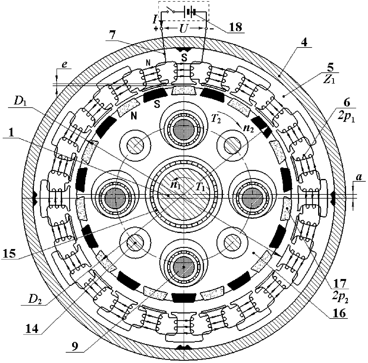 Small-range electromagnetic eccentric magnetic gear pair with novel radial magnetic field