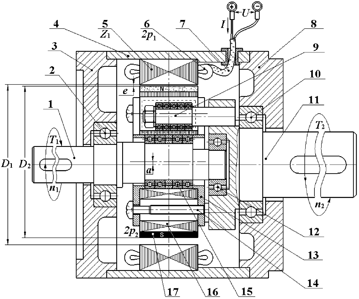 Small-range electromagnetic eccentric magnetic gear pair with novel radial magnetic field