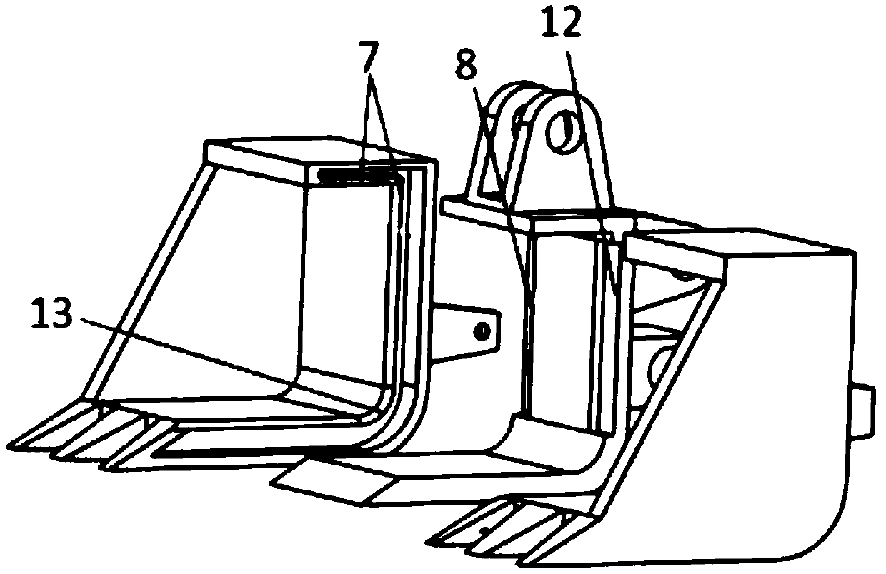 Double-cylinder hydraulic telescopic excavator shovel head