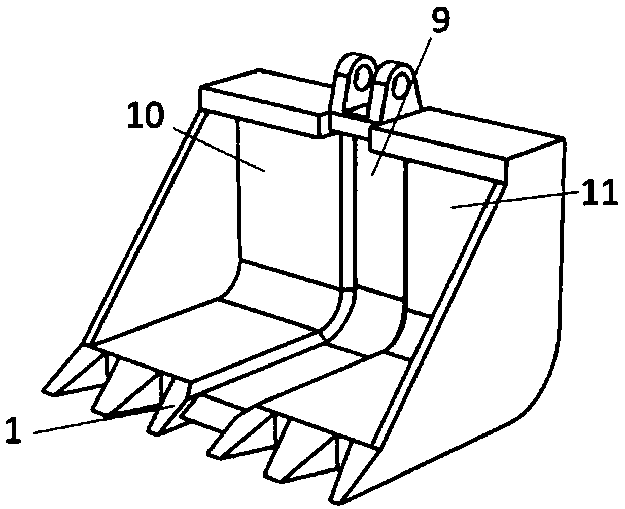 Double-cylinder hydraulic telescopic excavator shovel head