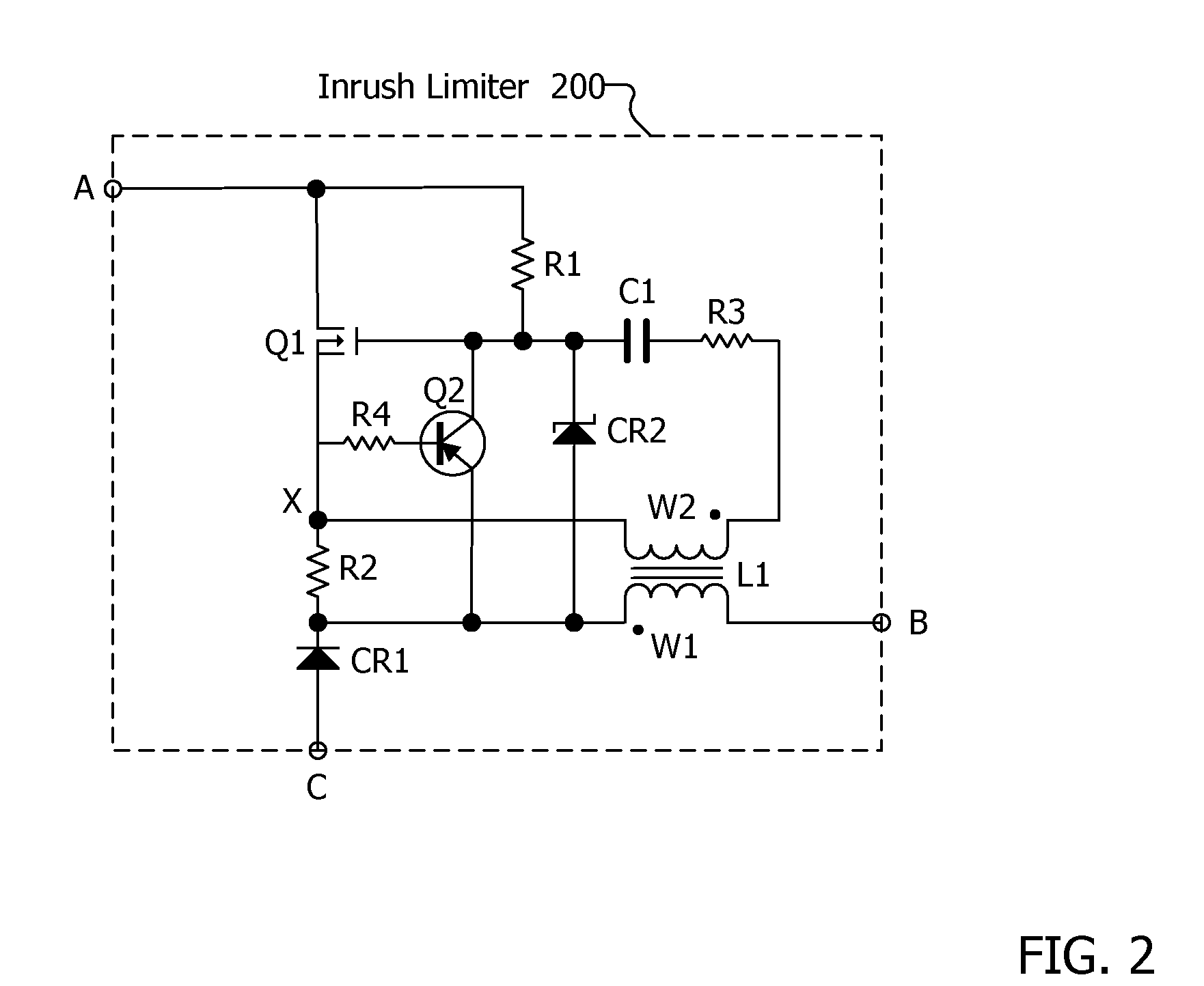 Self oscillating inrush current limiting converter