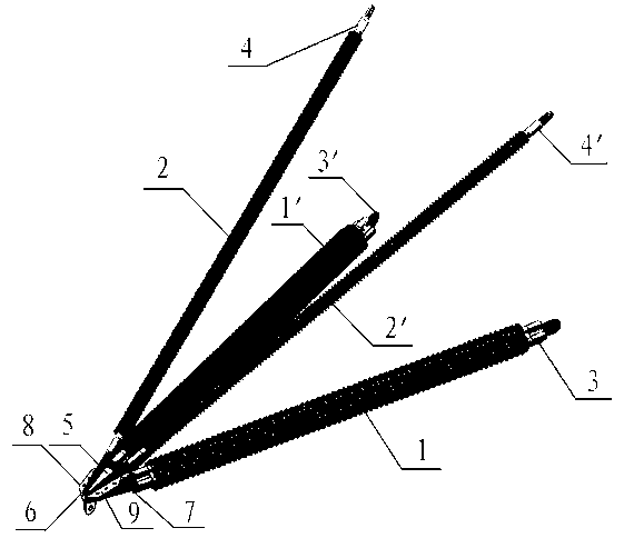 Composite material combined type cross arm for high-tension transmission line tower pole