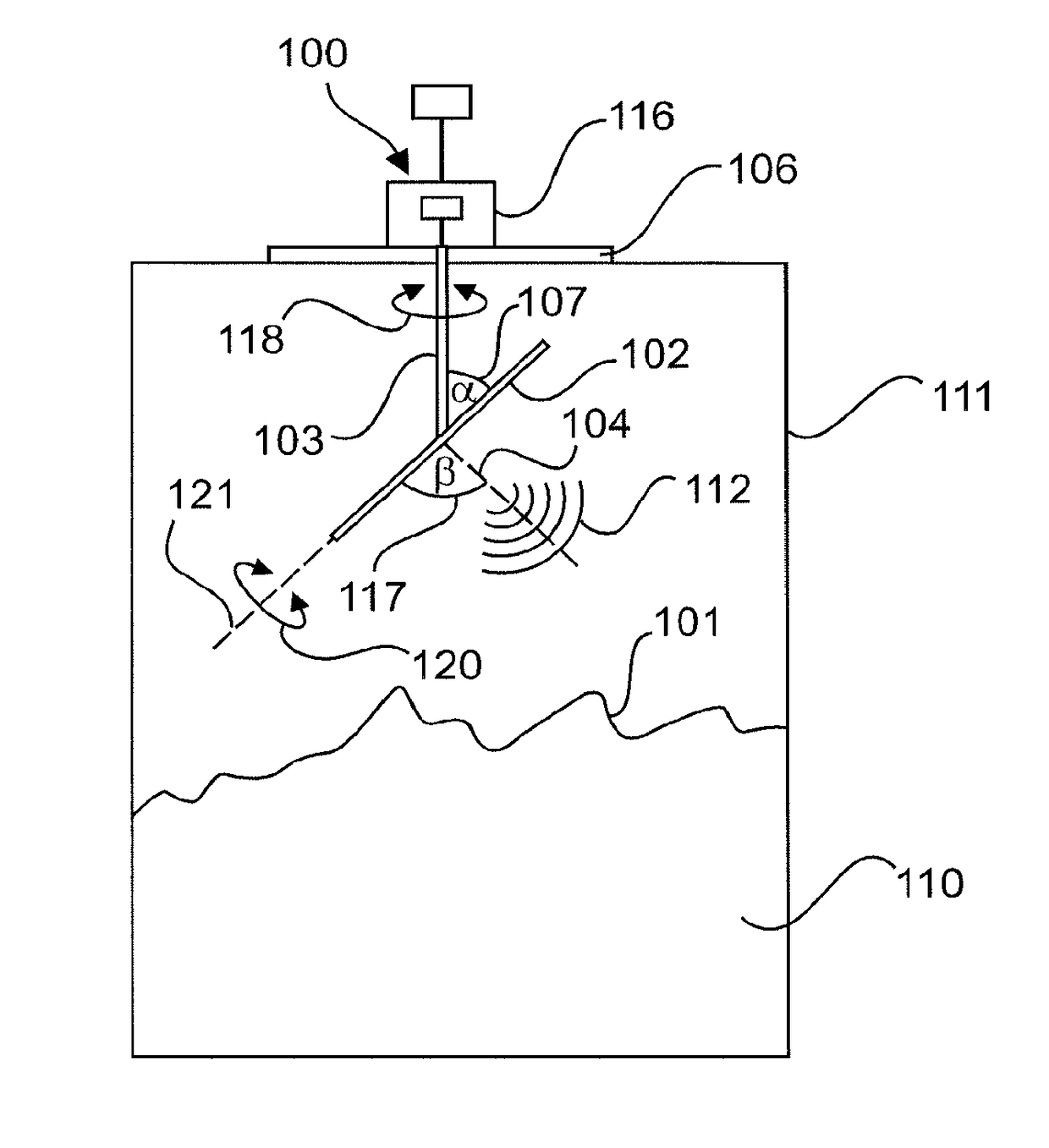 Topology determination of a filling material surface with uniform line scanning