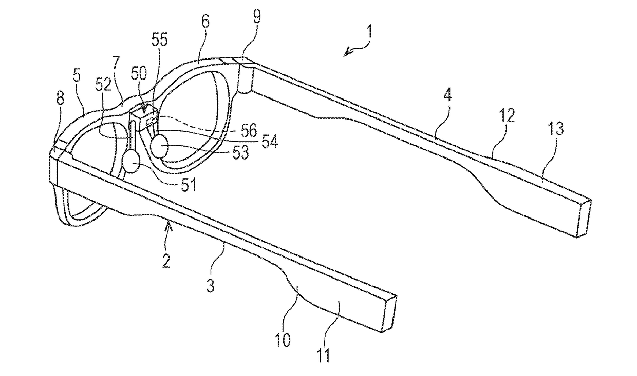 Glasses-shaped electronic device