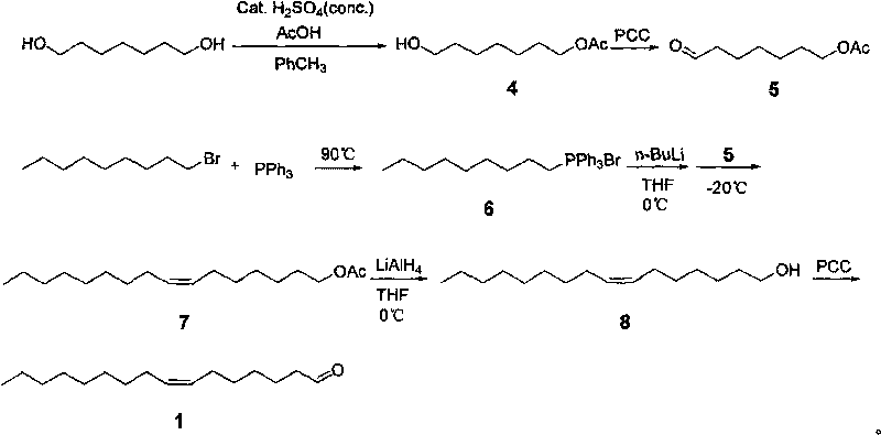 Method for synthesizing phyllocnistis citrella stainton pheromone compound