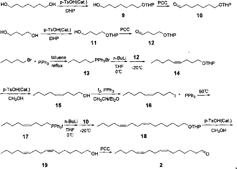 Method for synthesizing phyllocnistis citrella stainton pheromone compound