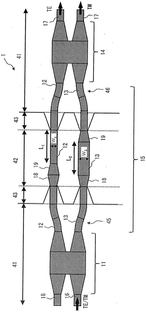 Waveguide mode conversion element, orthomode transducer, and optical device