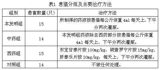 Medicine composition for treating cat fatty liver syndrome and preparation method thereof