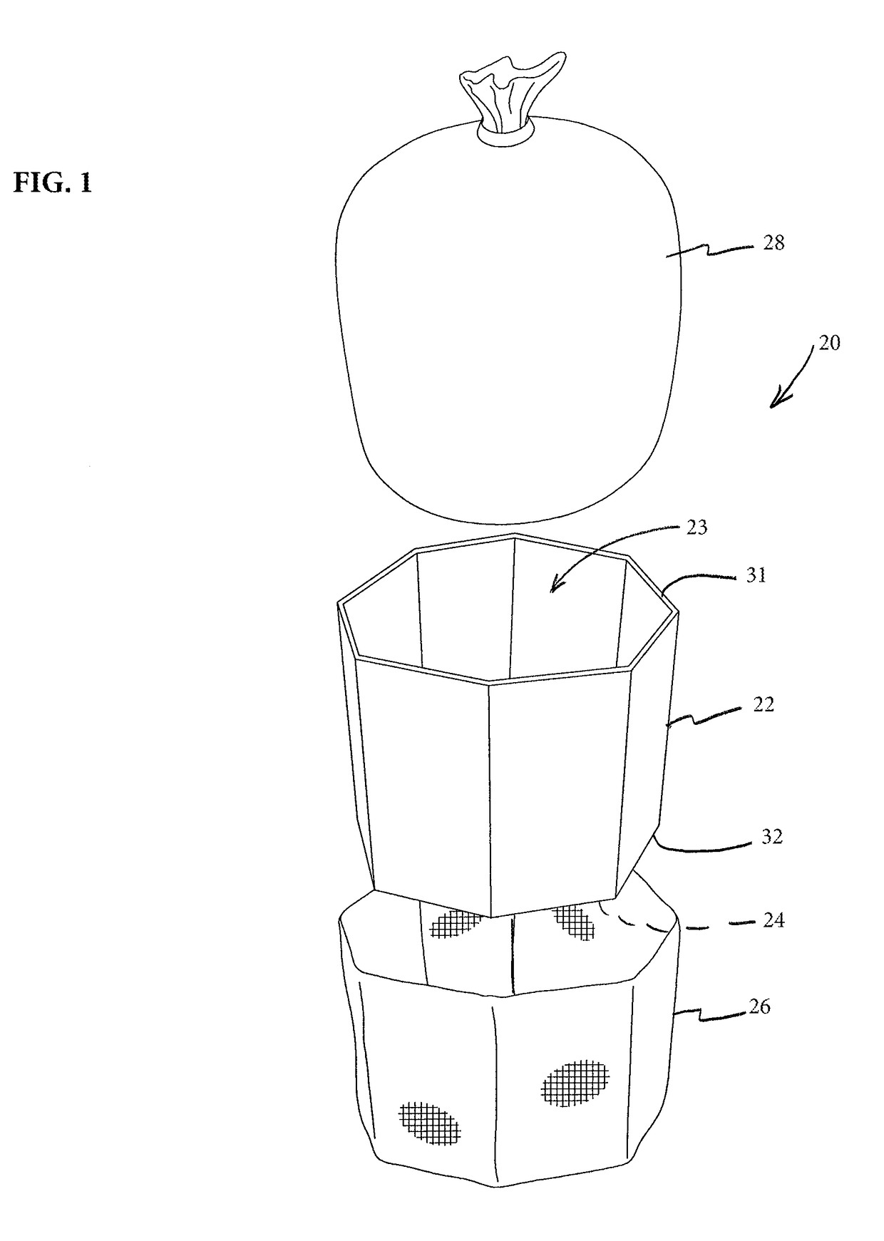 Bulk material container, sleeve and method of assembly