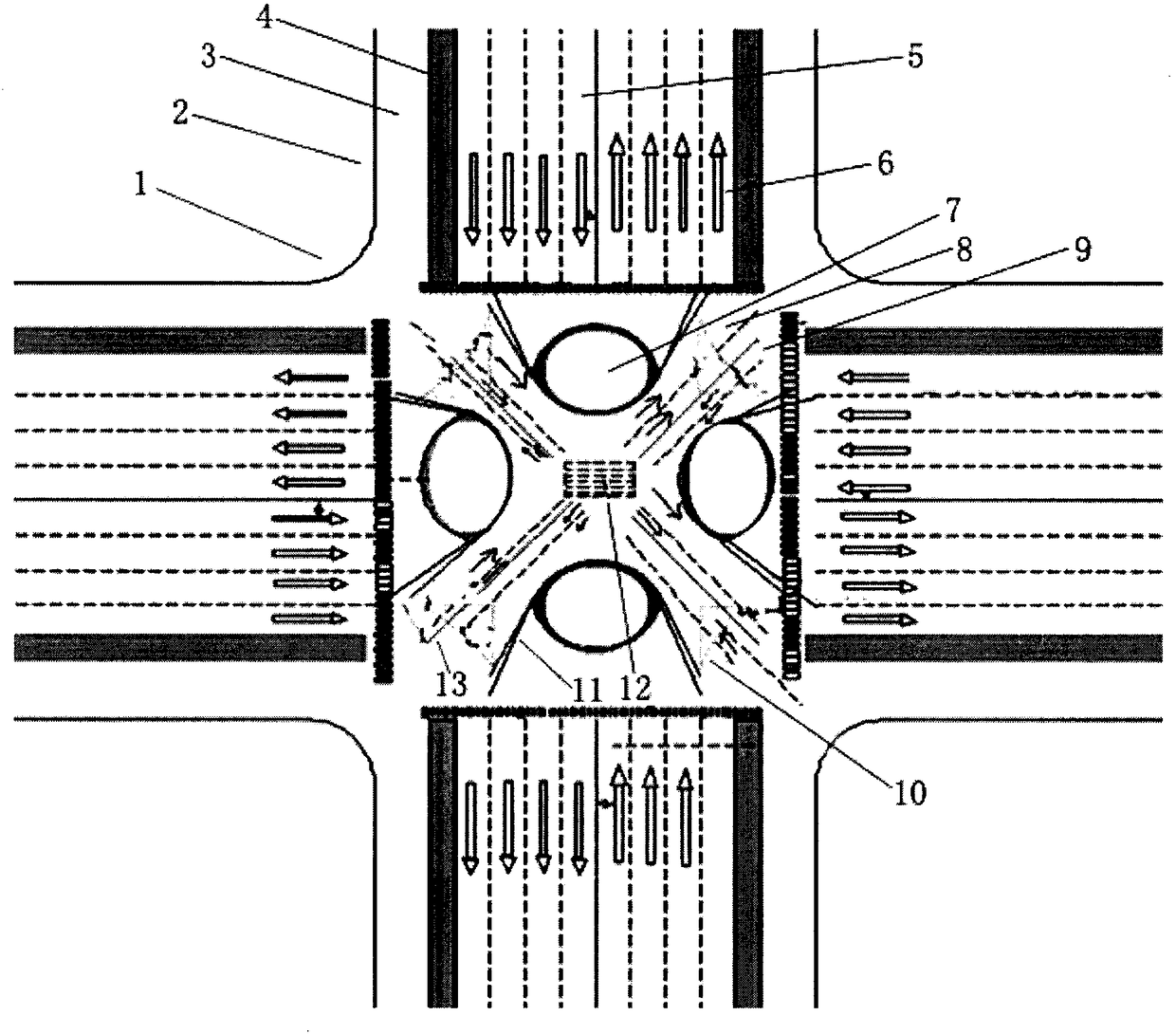 Road intersection system based on underground utility tunnel optimization