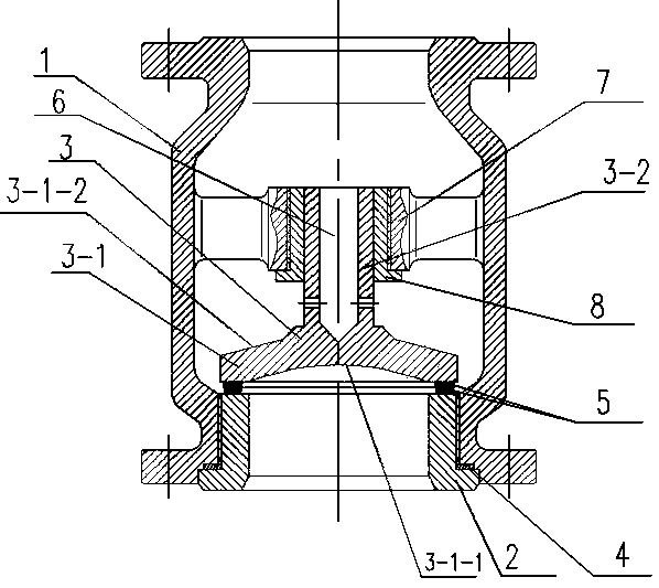 Through-flow check valve for chlorine