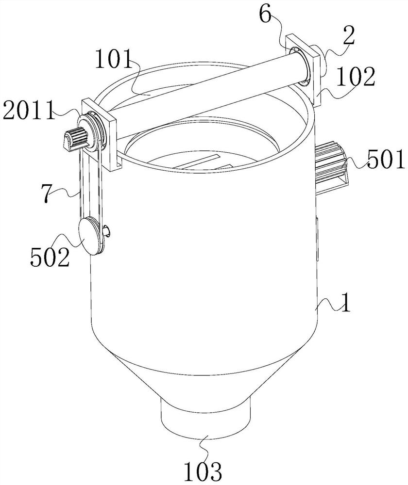 A material feeding structure for an extruder used in the production of plastic steel profiles