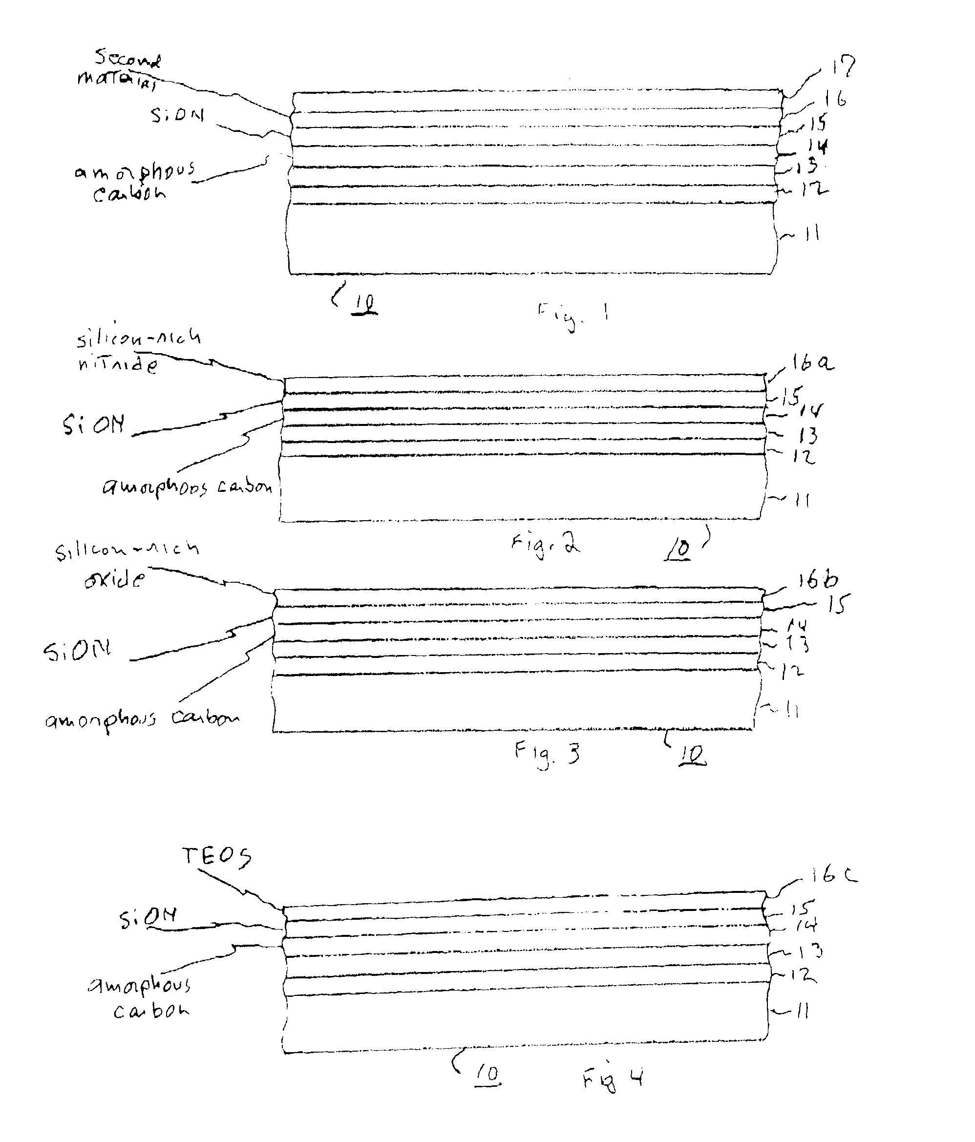 Capping layer for reducing amorphous carbon contamination of photoresist in semiconductor device manufacture; and process for making same