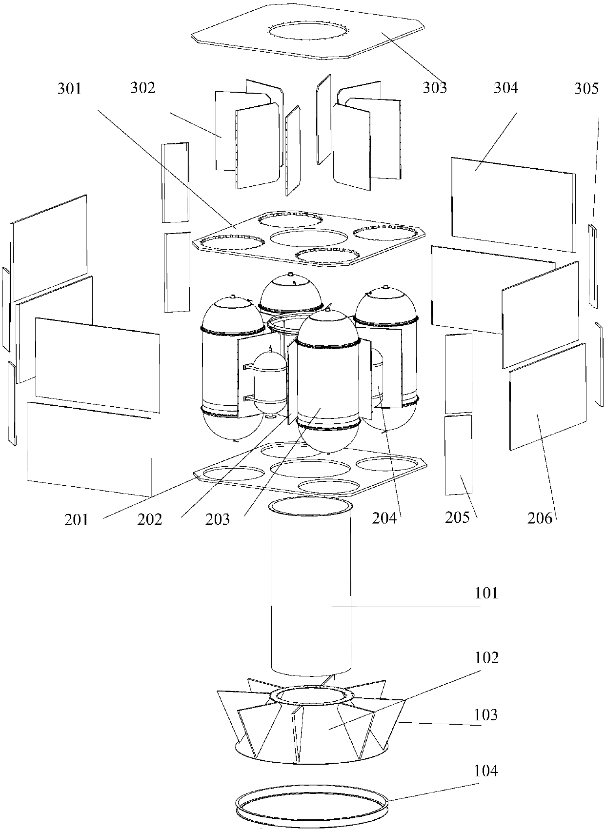 Hollow high-bearing high-maneuverability spacecraft configuration