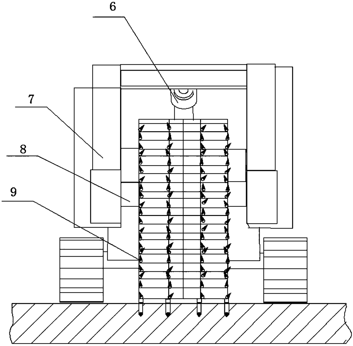 A slotting device for adding dowel bars at the joints of cement concrete pavement blocks