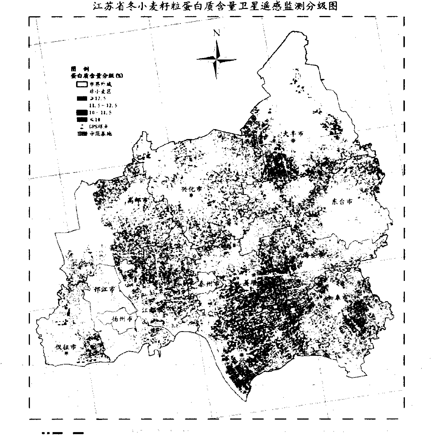 Method for remote sensing monitoring and predicting protein content of winter wheat grains