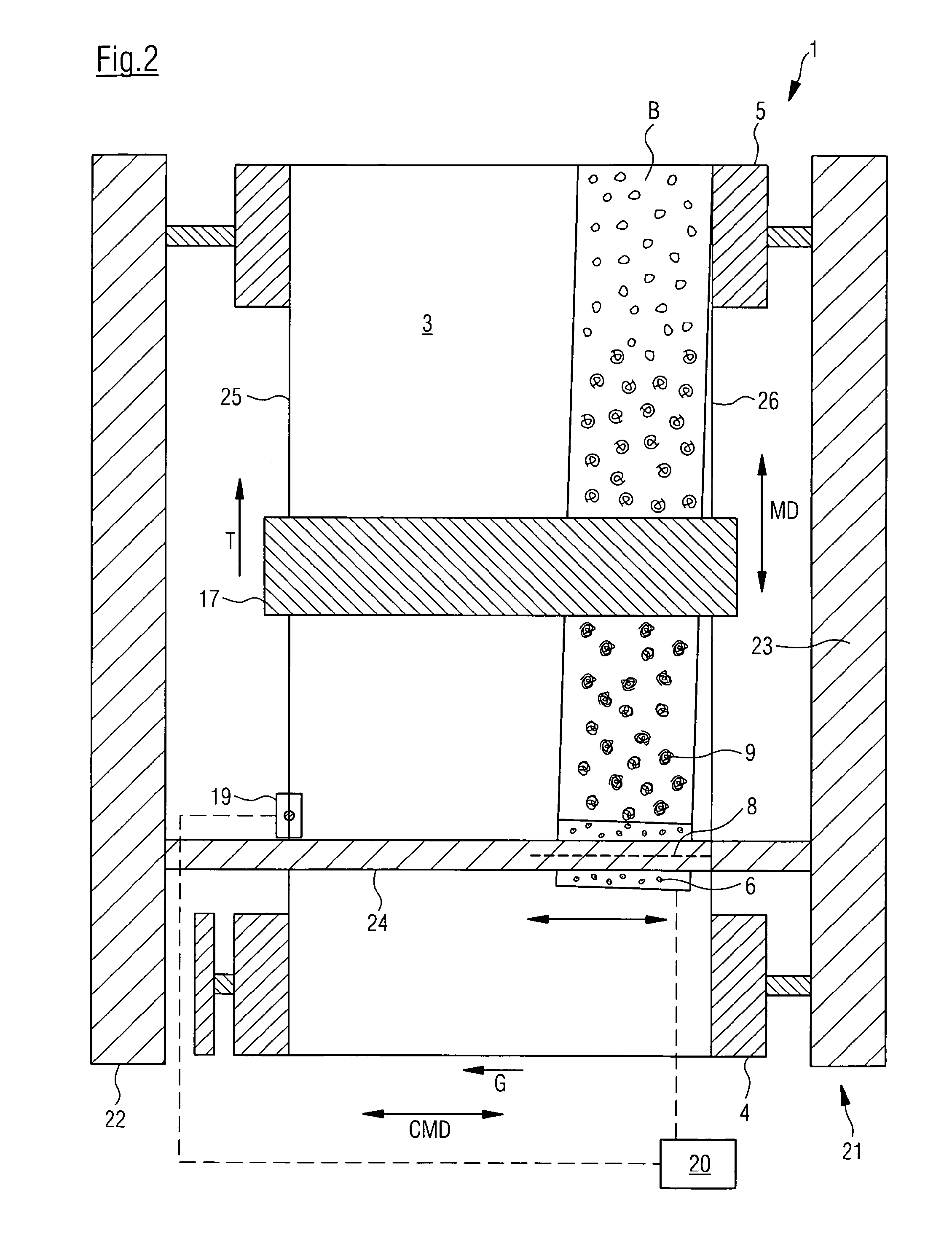 Method for producing a pattern on a continuous strip