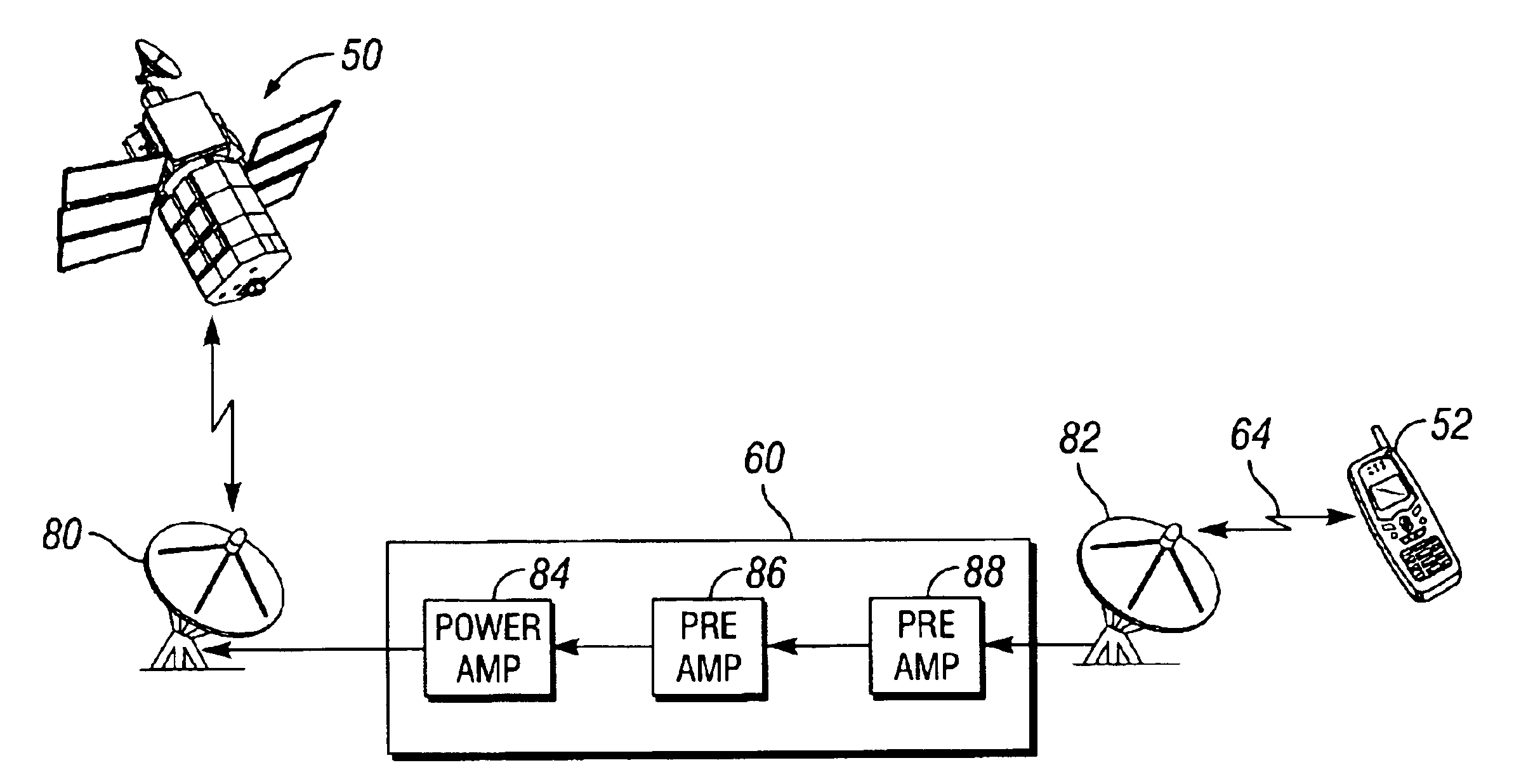 Repeater for a satellite phone