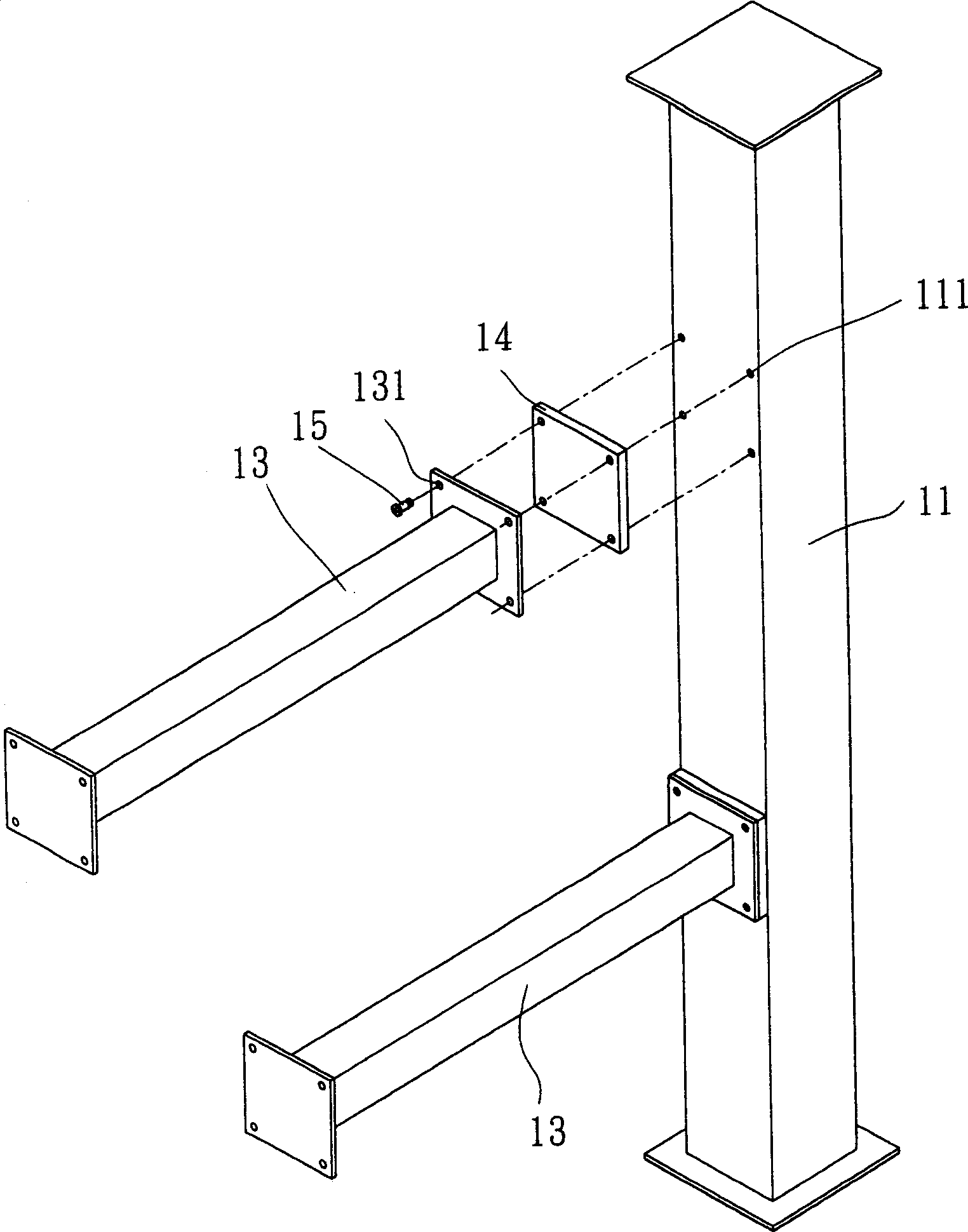 Modular structural supporter containing damping filling materials