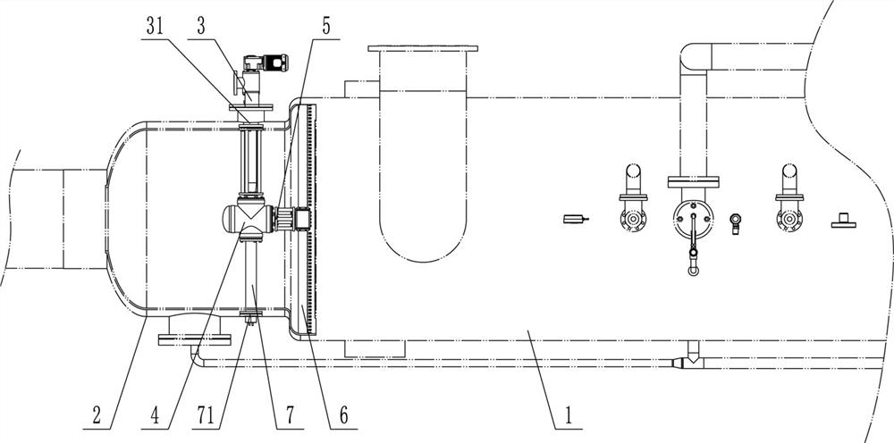 Rotary online flushing device and process system for tubular heat exchanger