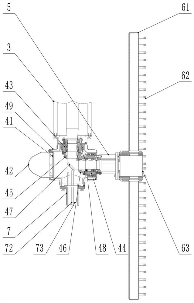 Rotary online flushing device and process system for tubular heat exchanger