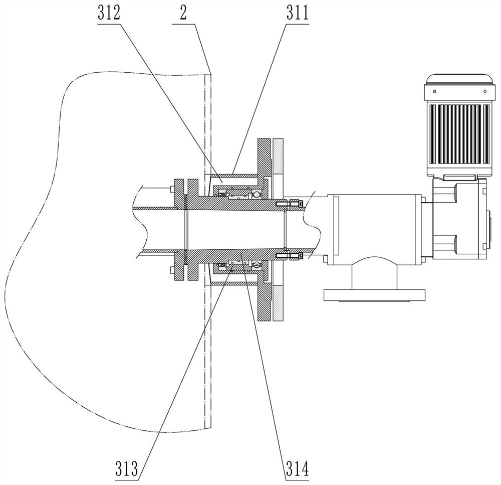 Rotary online flushing device and process system for tubular heat exchanger