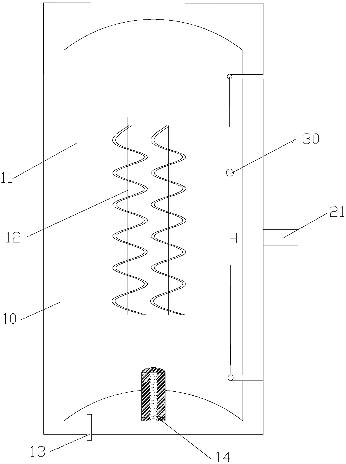 Water tank, water heater and water temperature determination method