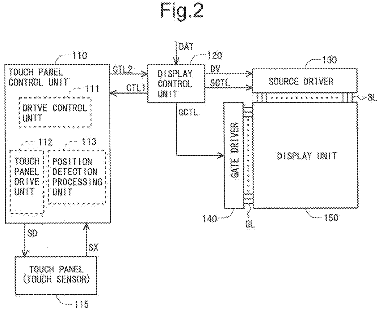 Display device with built-in touch sensor, and drive method for same