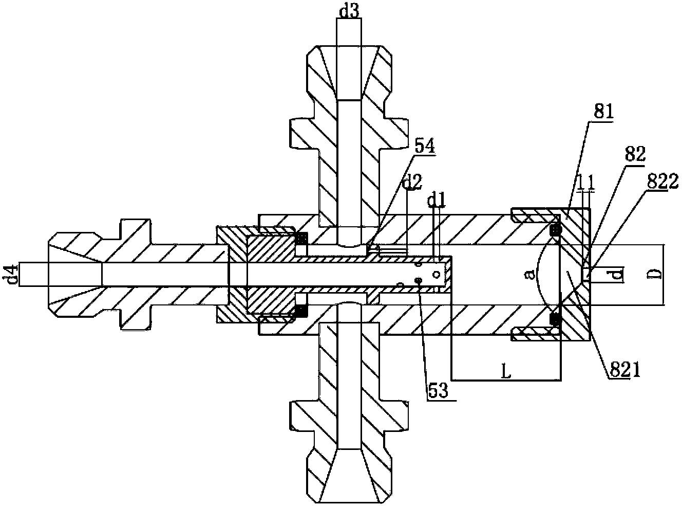 Hollow conical bubble atomizing nozzle applicable to high-viscosity non-Newtonian fluid