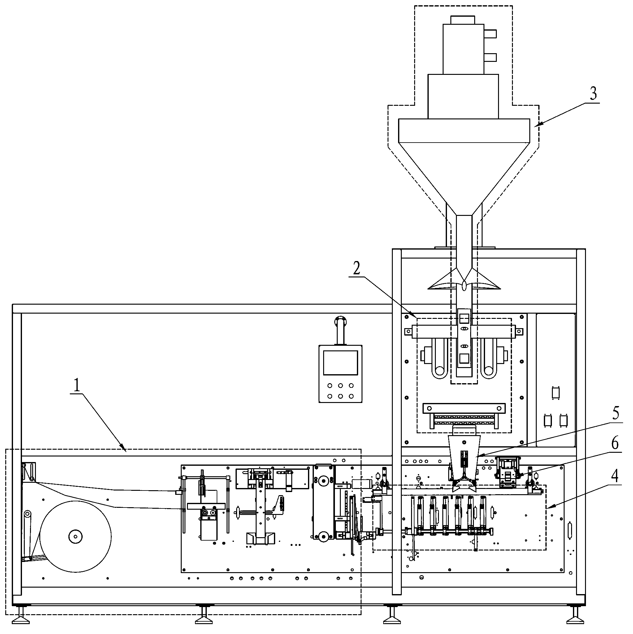 Full-automatic inner and outer bag packing machine capable of making outer bags for pesticides