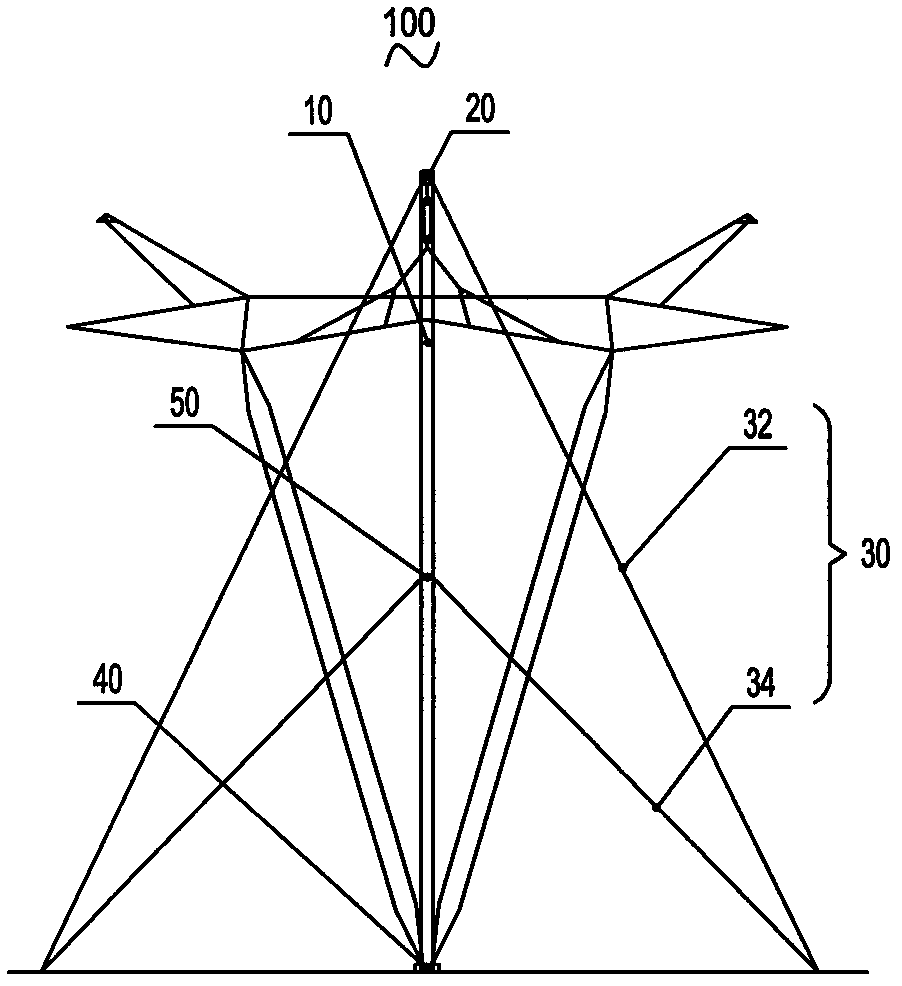 Inversely assembling process for standing stay wire V-type tower