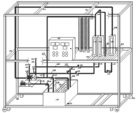 Movable device for comprehensive water pump series-parallel connection experiment