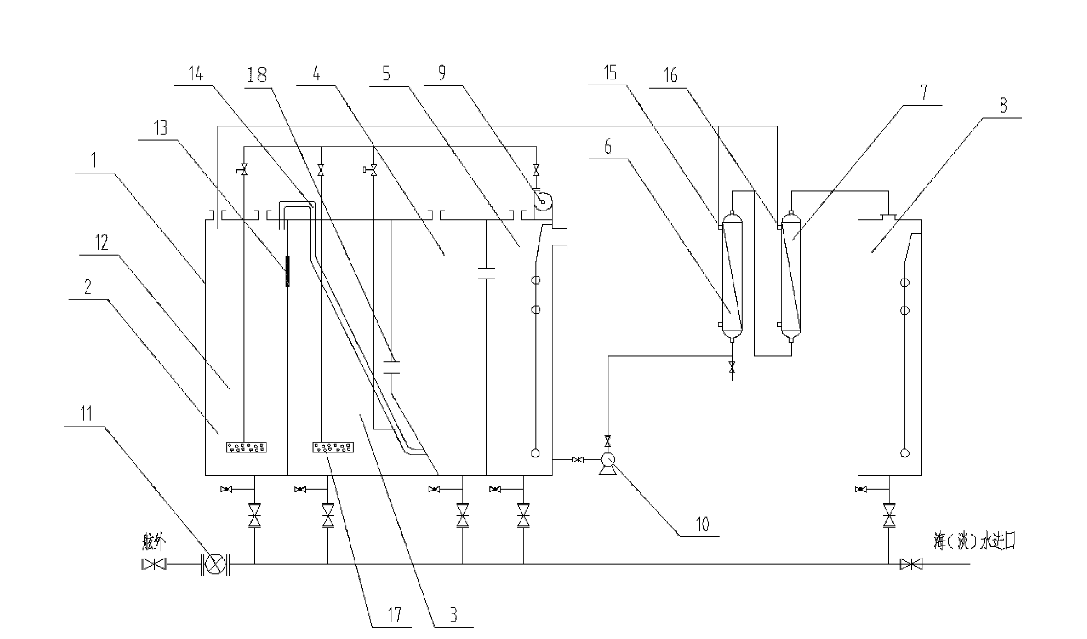 Boat domestic sewage treatment device