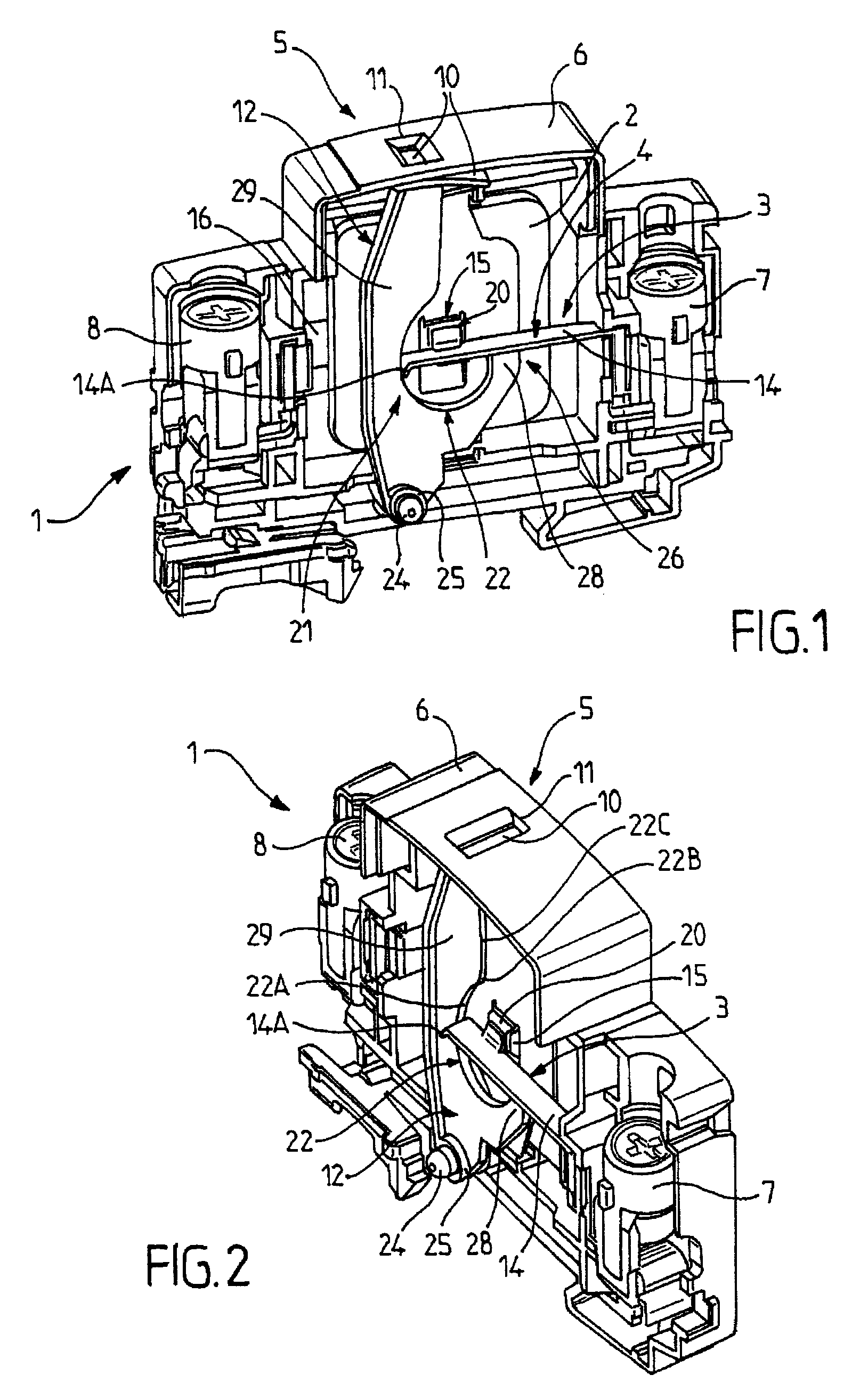 Overvoltage protection device with simplified display system and corresponding production method