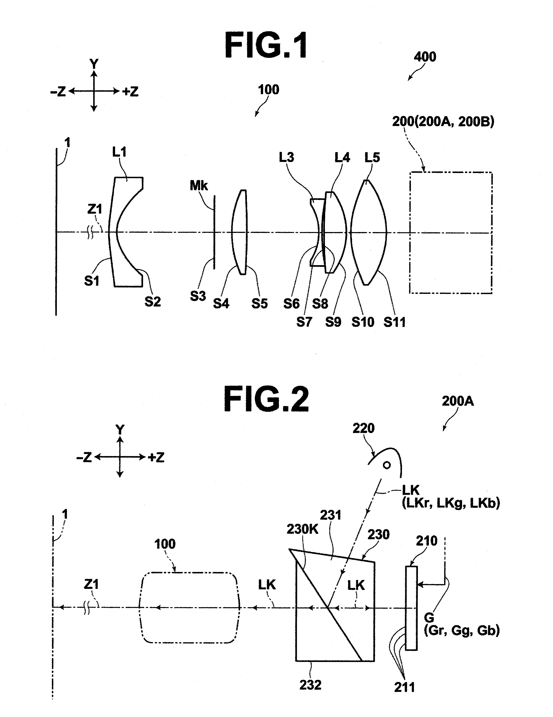 Lens for projection and projection-type display apparatus