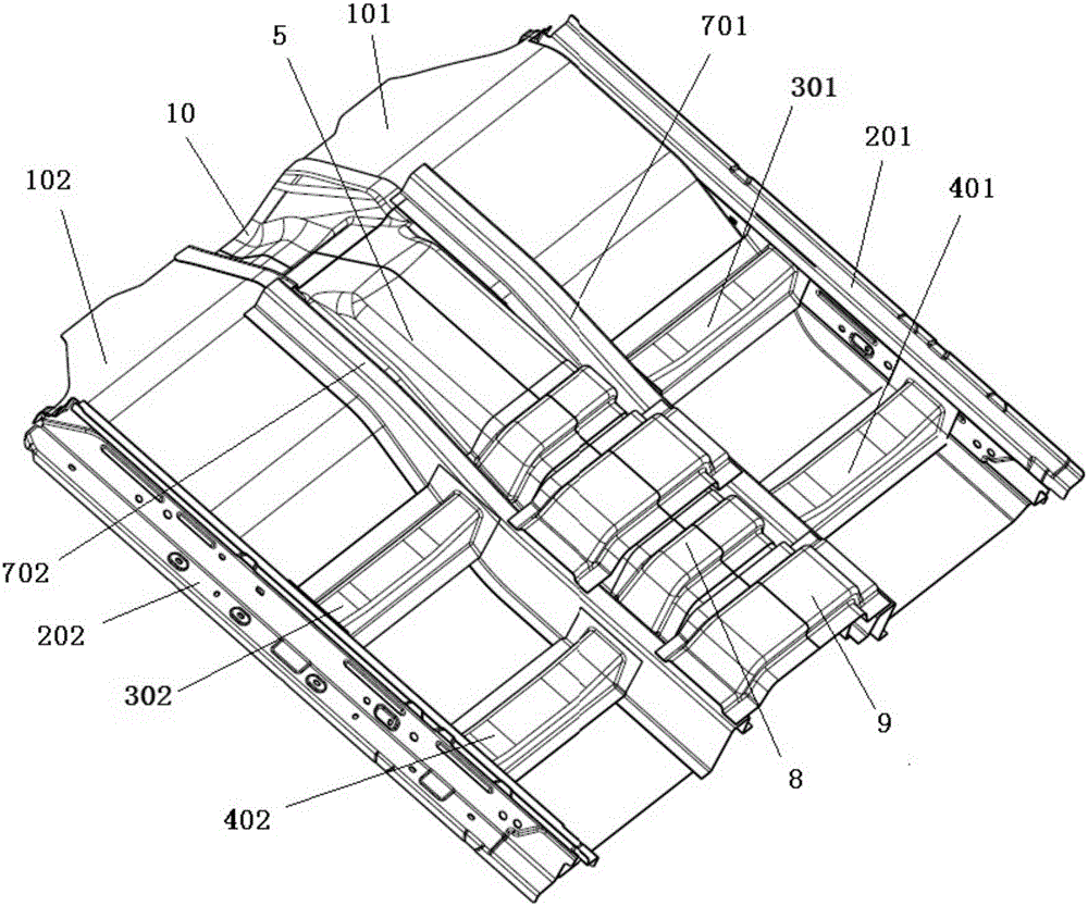 A kind of automobile front floor assembly