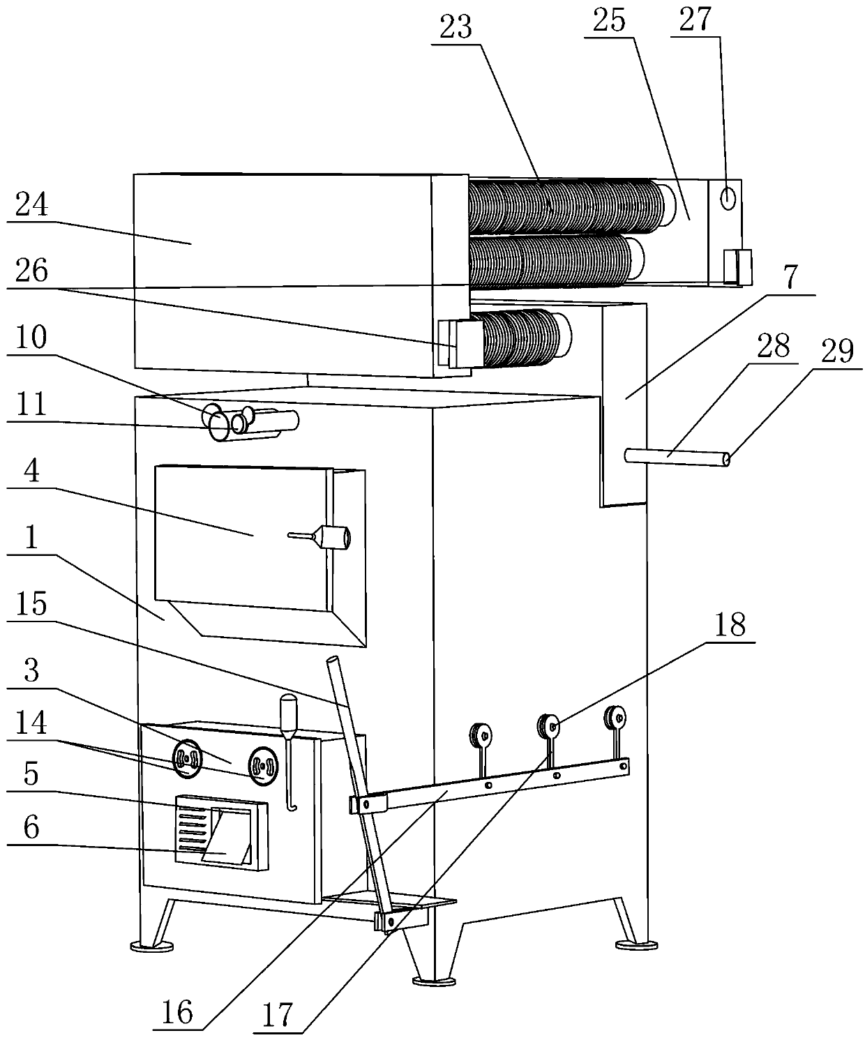 Biomass fuel combustion and gasification integrated furnace for flue-cured tobacco