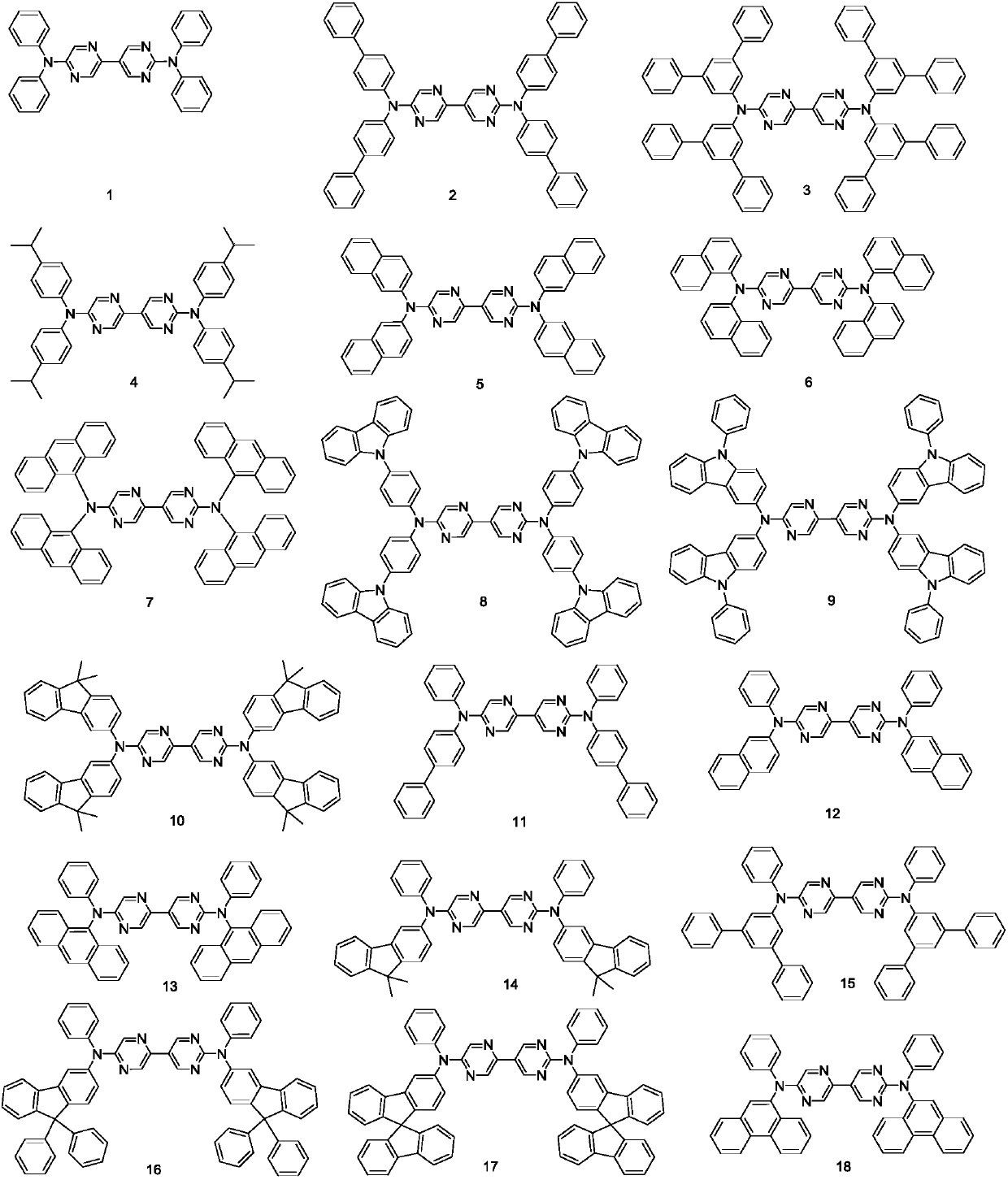 Pyrazine united pyrimidine derivative and its organic lighting device