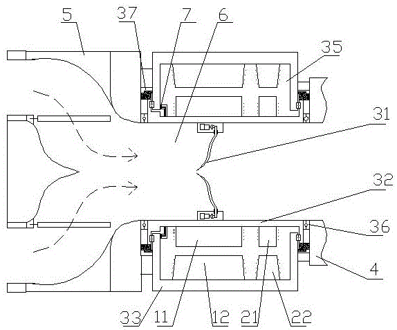 Horizontal type middle-hollow forwardly-mounted movable-blade axial-flow type hydro-generator and work doing method thereof