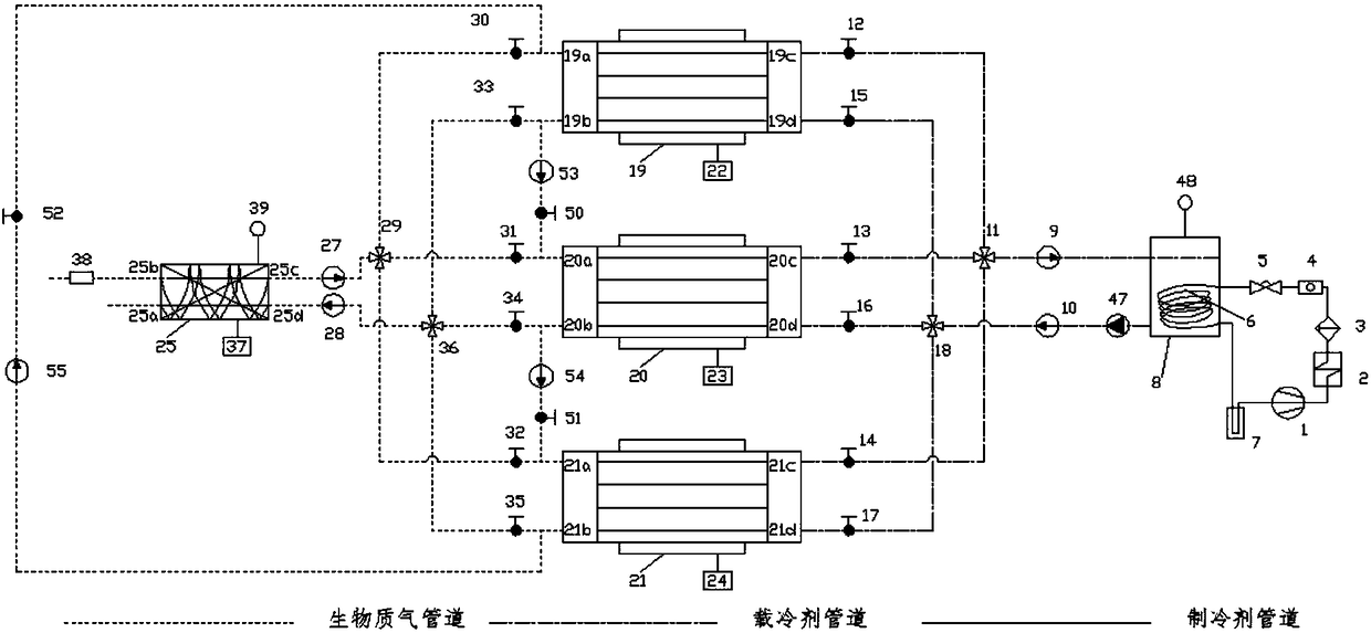 A cool storage type biomass gas siloxane removal device