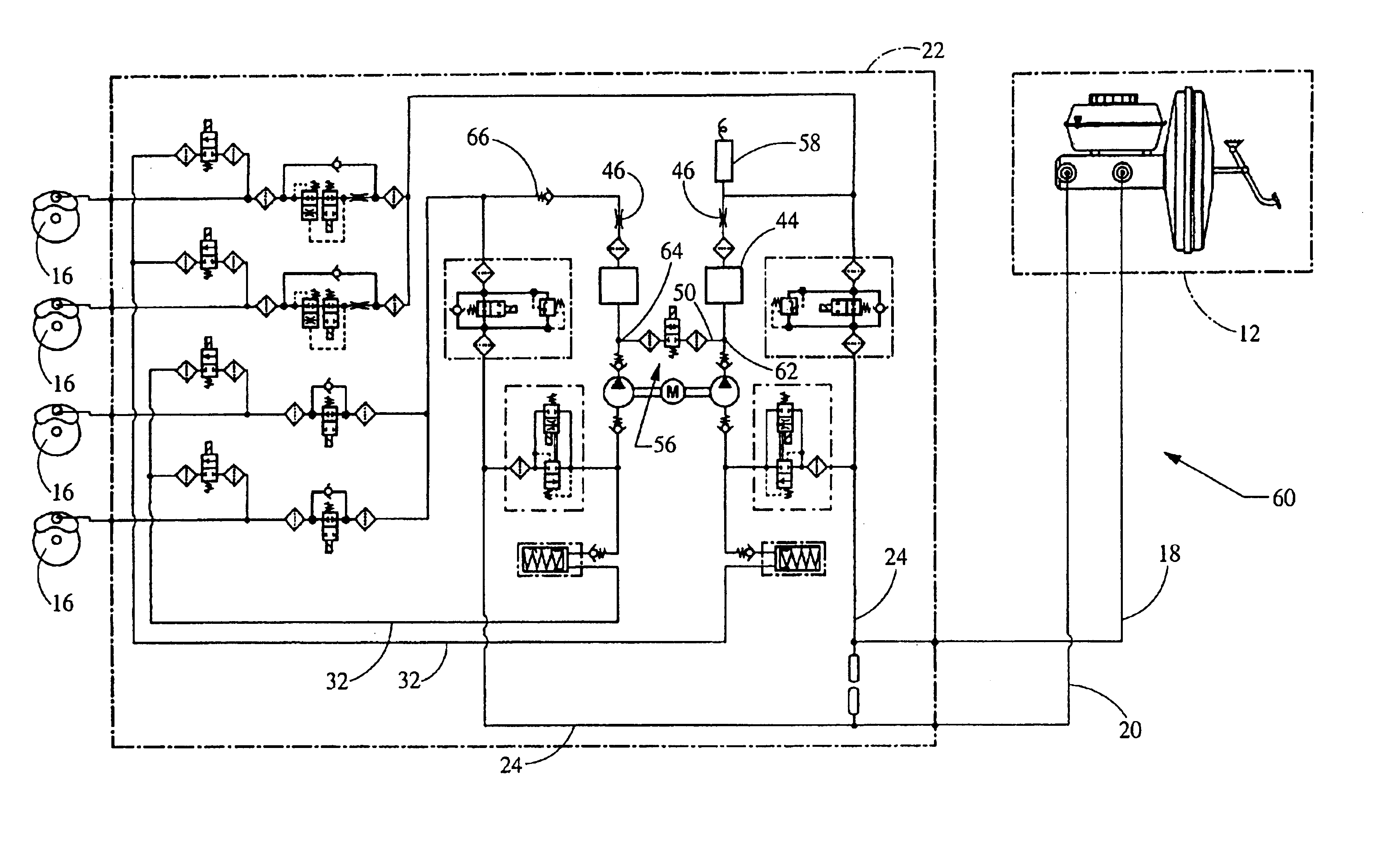 Hydraulic braking system featuring selectable increased pump flow