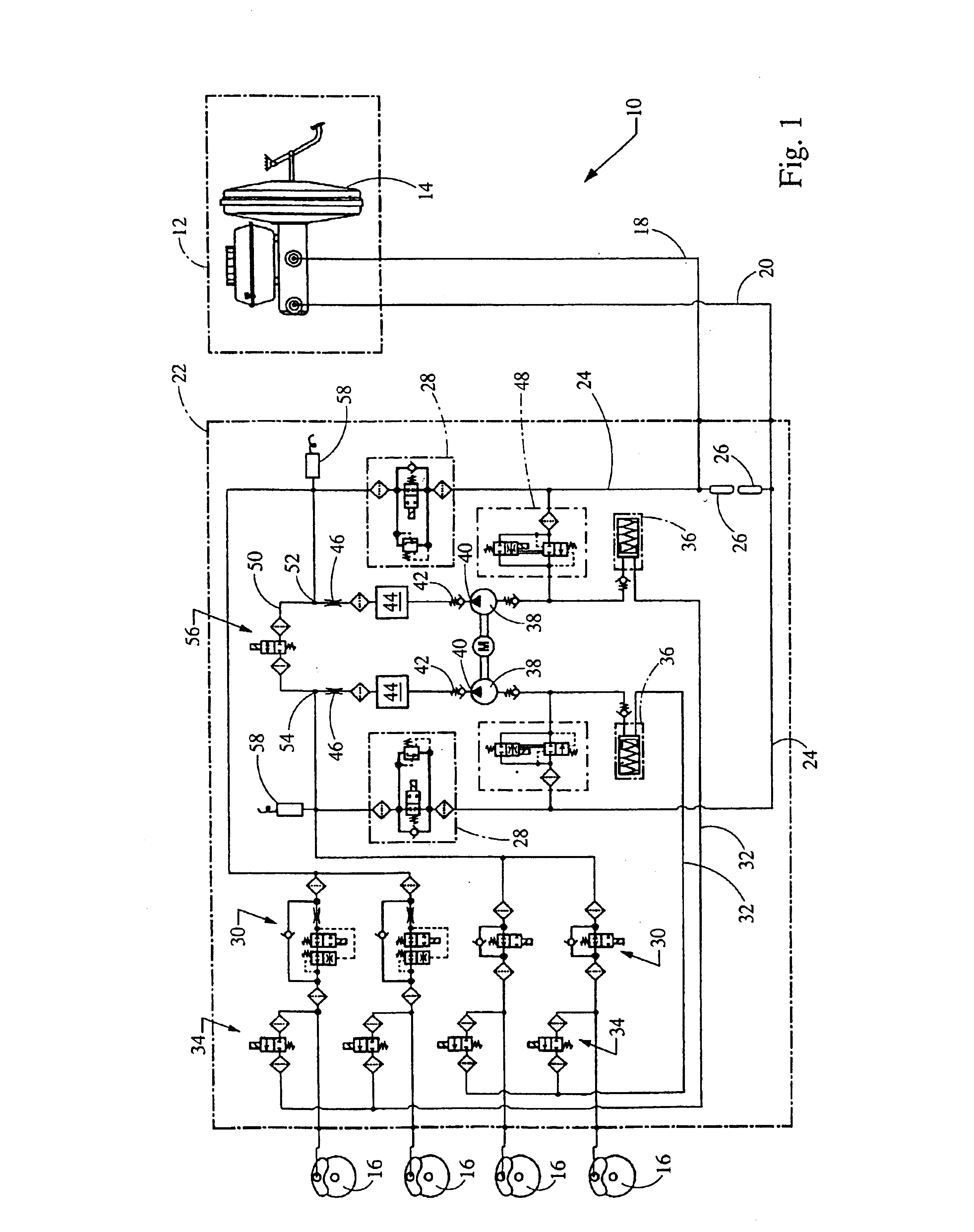 Hydraulic braking system featuring selectable increased pump flow