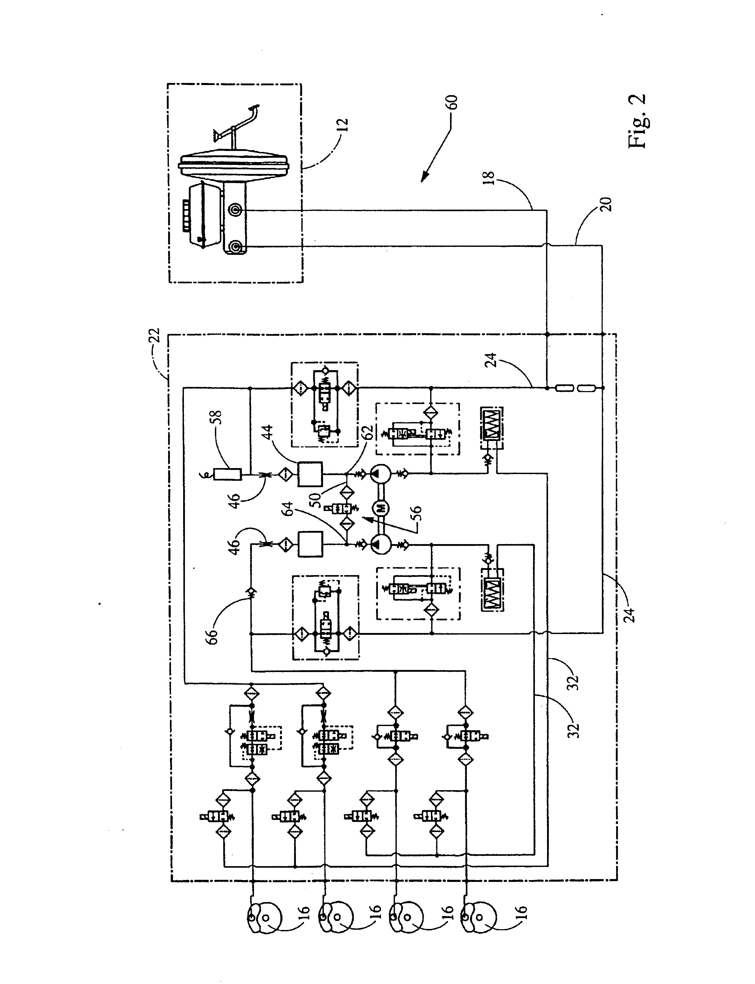 Hydraulic braking system featuring selectable increased pump flow