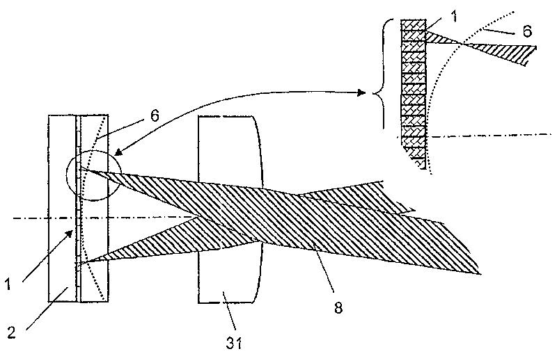 Image display device comprising an imaging matrix