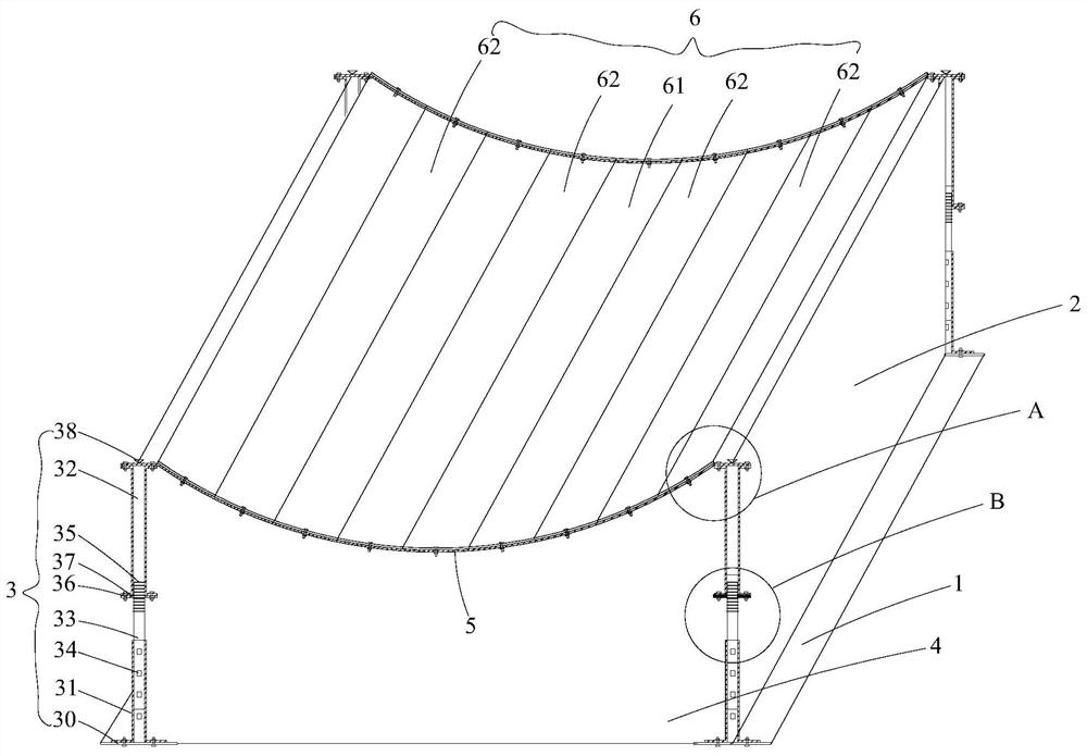 Concrete pouring device and method for shield launching base