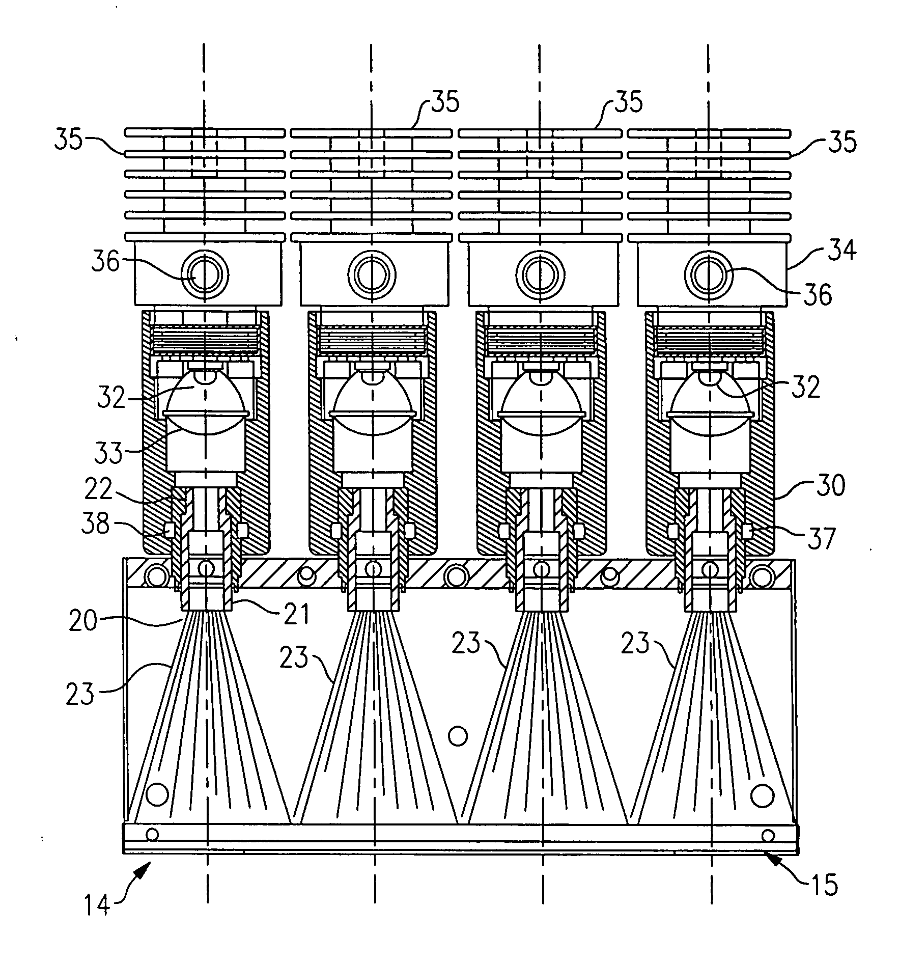 Modular optical light line unit