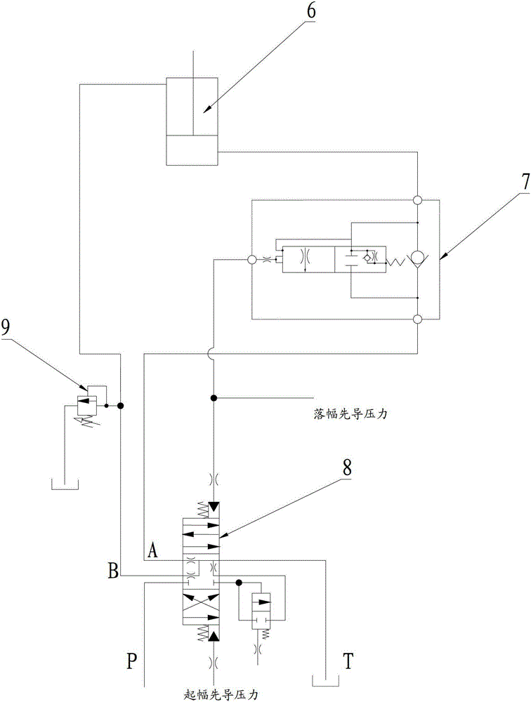 Secondary relief valve, hydraulic system for crane fall and crane