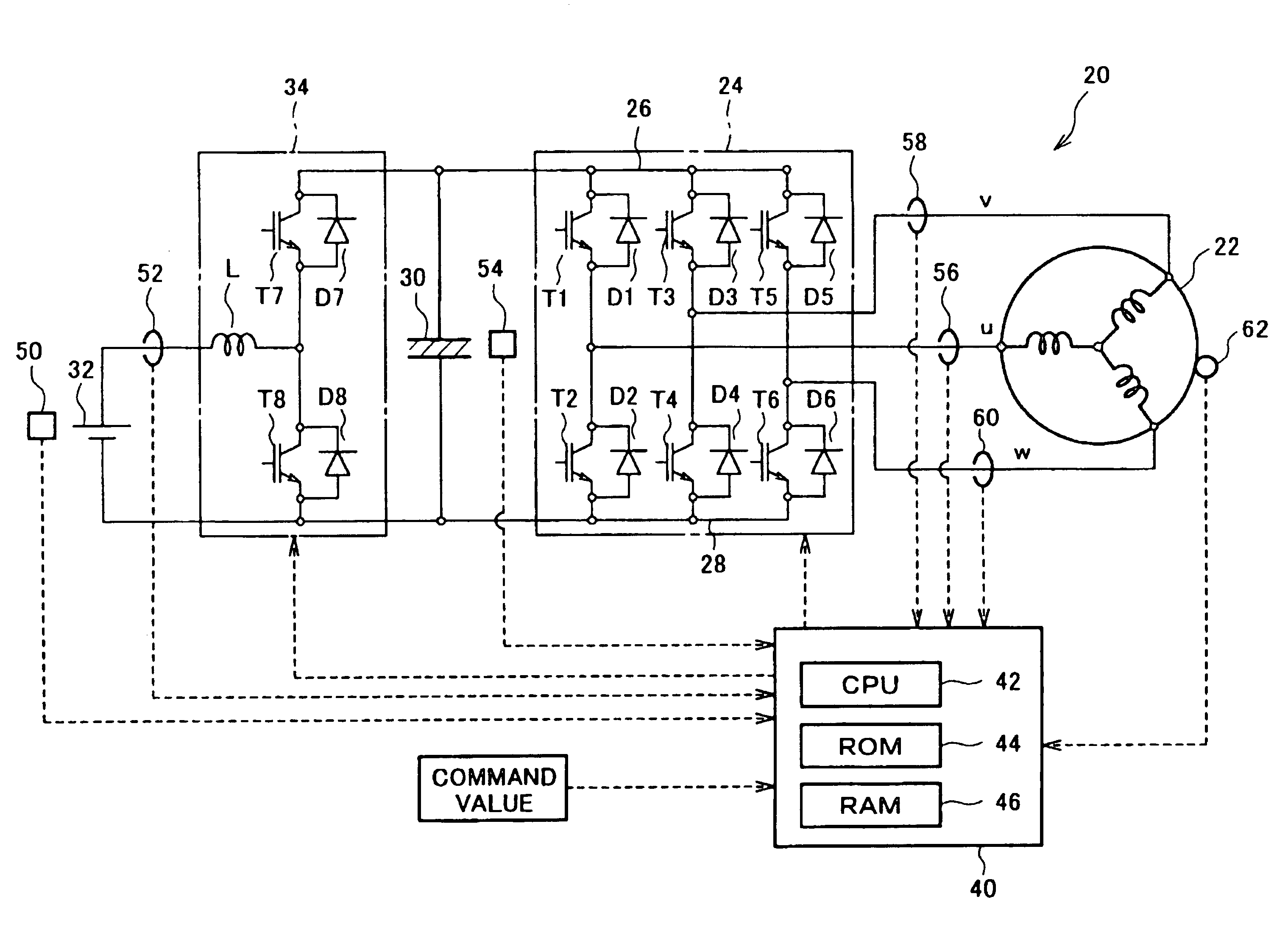 Drive apparatus, control method for the drive apparatus, storage medium storing a program controlling the drive apparatus, and power output apparatus